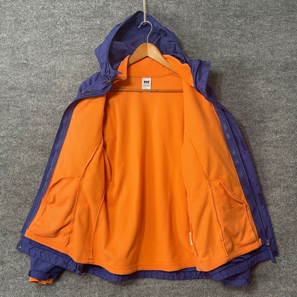 Helly Hansen Women's Waterproof Hooded Jacket Blue Orange Fleece Lined M - Picture 4 of 7